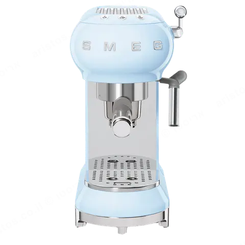 SMEG מכונת קפה מקצועית כולל מקצף חלב בצבע כחול פסטל מסדרת 50's Retro Style,תוצרת SMEG דגם ECF01PBEU