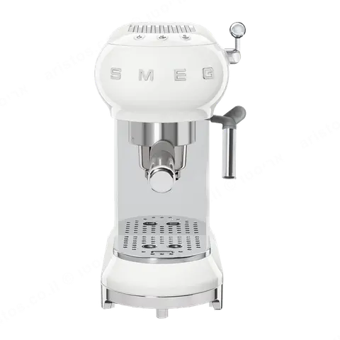 SMEG מכונת קפה מקצועית כולל מקצף חלב בצבע לבן מסדרת 50's Retro Style,תוצרת SMEG דגם ECF01WHUK