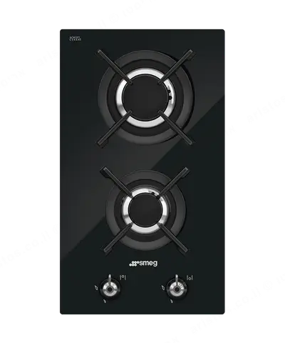 SMEG כיריים דומינו גז 30 ס"מ 2 מבערים זכוכית שחורה תוצרת SMEG דגם PV332CN