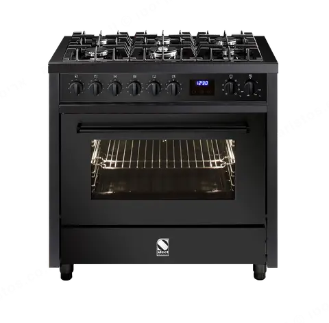 Steel תנור משולב כיריים גז 90 ס"מ סדרת Enfasi ALL BLACK תוצרת Steel דגם E9F-6 NF