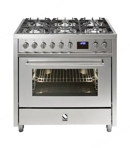 Steel תנור משולב כיריים גז 90 ס"מ נירוסטה Aisi 441 סדרת Enfasi תוצרת Steel דגם E9F-6
