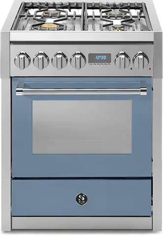 Steel תנור משולב כיריים גז מקצועי צבע תכלת 70 ס"מ סדרת Genesi תוצרת Steel דגם G7S-4 Celeste
