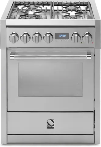 Steel תנור משולב כיריים גז מקצועי צבע נירוסטה 70 ס"מ סדרת Genesi תוצרת Steel דגם G7S-4 inox