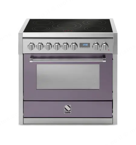 Steel תנור משולב כיריים אינדוקציה מקצועי צבע סגול 90 ס"מ סדרת Genesi תוצרת Steel דגם G9F-5FI Ametista 