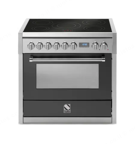 Steel תנור משולב כיריים אינדוקציה מקצועי צבע שחור פחם 90 ס"מ סדרת Genesi תוצרת Steel דגם G9F-5FI Antracite