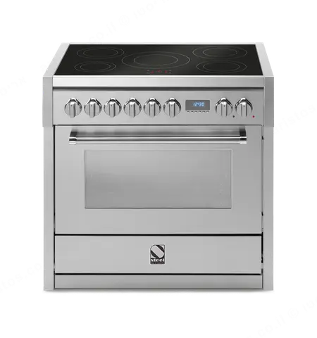 Steel תנור משולב כיריים אינדוקציה מקצועי צבע נירוסטה 90 ס"מ סדרת Genesi תוצרת Steel דגם G9F-5FI inox