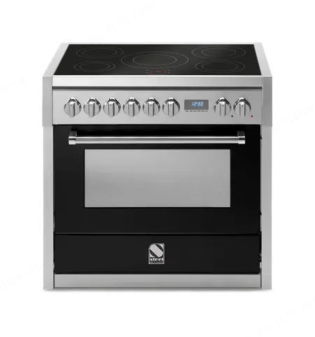 Steel תנור משולב כיריים אינדוקציה מקצועי צבע שחור 90 ס"מ סדרת Genesi תוצרת Steel דגם G9F-5FI Nero