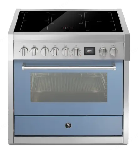 Steel תנור COMBISTEAM משולב כיריים אינדוקציה 90 ס"מ 315 מעלות גימור תכלת תוצרת Steel דגם GENESI 90 5FI CELESTE