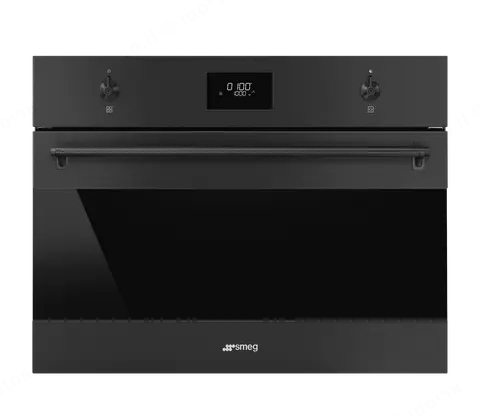 SMEG תנור בנוי משולב מיקרוגל וגריל 45 ס"מ גימור שחור מט כולל ידית וכפתורים תוצרת SMEG דגם SO4301M0N