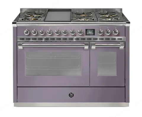 Steel תנור דו תאי COMBISTEAM משולב כיריים 120 ס"מ  315 מעלות גימור סגול תוצרת Steel דגם Ascot 120 AMETISTA
