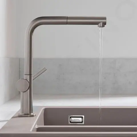 HANSGROHE ברז מטבח נשלף בגימור נירוסטה מוברשת TALIS מבית HANSGROHE גרמניה דגם 72808800