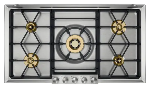 GAGGENAU כיריים גז 90 ס"מ 5 מבערי פליז כולל מבער ווק 5.8KW נירוסטה סדרה 200 תוצרת GAGGENAU דגם VG295150F