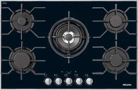 Miele כיריים גז 80 ס"מ חיפוי זכוכית שחורה כולל להבת טורבו MIELE KM3034