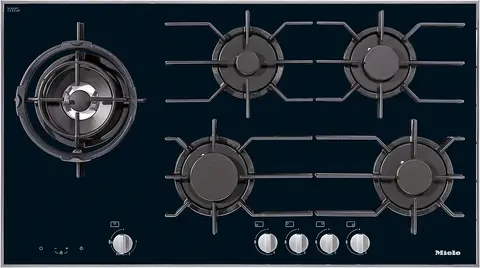 Miele כיריים גז 93 ס"מ חיפוי זכוכית שחורה כולל להבת טורבו וטיימר MIELE KM3054