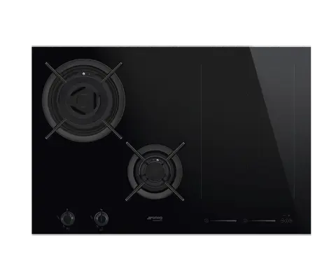 SMEG כיריים משולבים גז + אינדוקציה 75 ס"מ זכוכית שחורה מסדרת Dolce Stil Novo תוצרת SMEG דגם PM6721WLDX