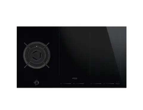 SMEG כיריים משולבים גז + אינדוקציה 90 ס"מ זכוכית שחורה מסגרת נירוסטה סדרת Dolce Stil Novo תוצרת SMEG דגם PM6912WLDX