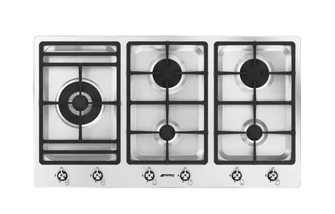 SMEG כיריים גז 90 ס"מ 5 מבערים כולל מבער ווק 5KW נירוסטה תוצרת SMEG דגם PS906-5