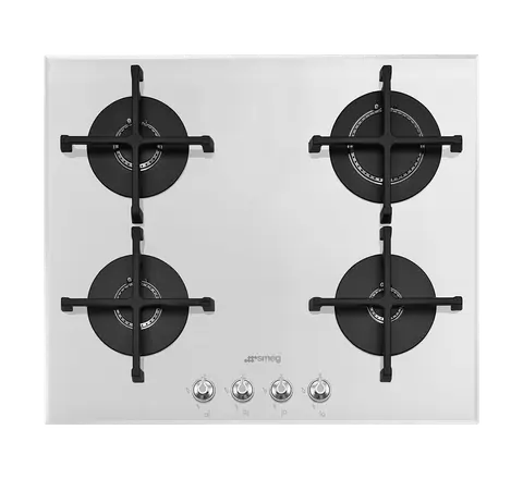 SMEG כיריים גז 4 מבערים 60 ס"מ זכוכית לבנה סדרת Linea תוצרת SMEG דגם PV164B2