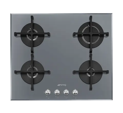 SMEG כיריים גז 4 מבערים 60 ס"מ זכוכית כסופה סדרת Linea תוצרת SMEG דגם PV164S2