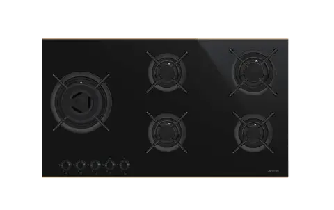 SMEG כיריים גז 90 ס"מ, זכוכית שחורה ,מסדרת Dolce Stil Novo תוצרת SMEG דגם PV695LCNR