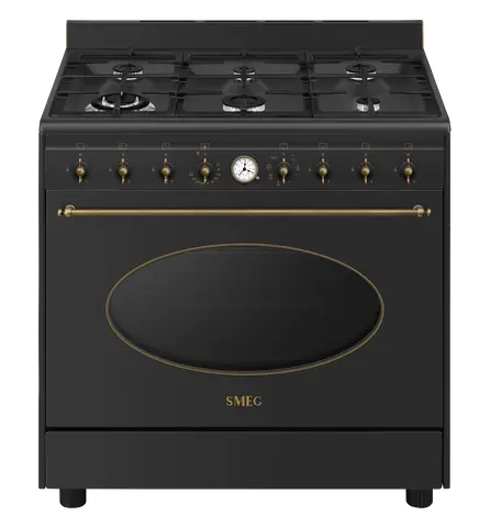 SMEG תנור משולב כיריים גז 90 ס"מ 6 מבערים ניקוי באדים גימור שחור גרפיט תוצרת SMEG דגם CO90GMA9