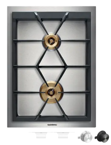 GAGGENAU כיריים דומינו גז 38 ס"מ 2 מבערים נירוסטה מתגים קדמיים סדרה 400 תוצרת GAGGENAU דגם VG425115F