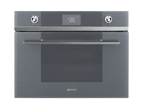 SMEG תנור בנוי משולב מיקרו 45 ס"מ זכוכית כסופה סדרת LINEA תוצרת SMEG דגם SF4102MCS