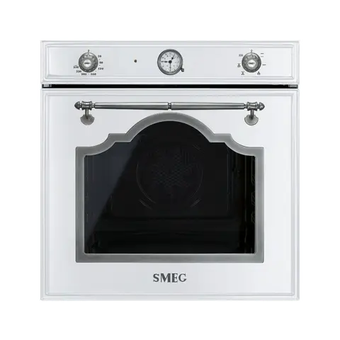 SMEG תנור חשמלי 60 ס"מ, לבן בגימור כסוף עתיק מסדרת Cortina תוצרת SMEG דגם SF700BS