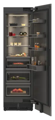 GAGGENAU מקרר אינטגרלי ללא מקפיא 61 ס''מ דלת Push-to-open גימור פנים נירוסטה שחורה סדרת Expressive תוצרת GAGGENAU דגם RVC467190