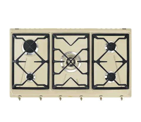 SMEG כיריים גז 90 ס"מ 5 מבערים גימור שמנת סדרת Colonial תוצרת SMEG דגם SRV896POGH