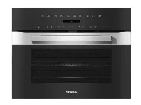 Miele תנור בנוי משולב מיקרו 45 ס"מ שחור משולב נירוסטה סגירה ופתיחה שקטה תוצרת Miele דגם H 7240 BM Clst