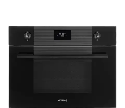 SMEG תנור בנוי משולב מיקרוגל 45 ס"מ שחור מלא סדרת Linea תוצרת SMEG דגם SF4101MCNO