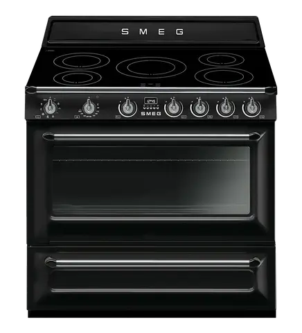 SMEG תנור משולב כיריים אינדוקציה 90 ס"מ שחור תוצרת SMEG דגם TR90IBL9
