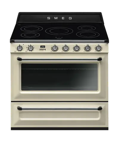 SMEG תנור משולב כיריים אינדוקציה 90 ס"מ שמנת תוצרת SMEG דגם TR90IP9