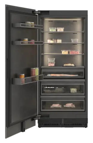 GAGGENAU מקפיא אינטגרלי 90 ס''מ עם יצרן קרח דלת Push-to-open גימור פנים נירוסטה שחורה סדרת Expressive תוצרת GAGGENAU דגם RVF497190