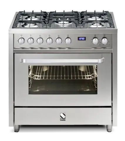 Steel תנור משולב כיריים גז 90 ס"מ 5 להבות סדרת VISTA תוצרת Steel דגם V9F-5 Inox