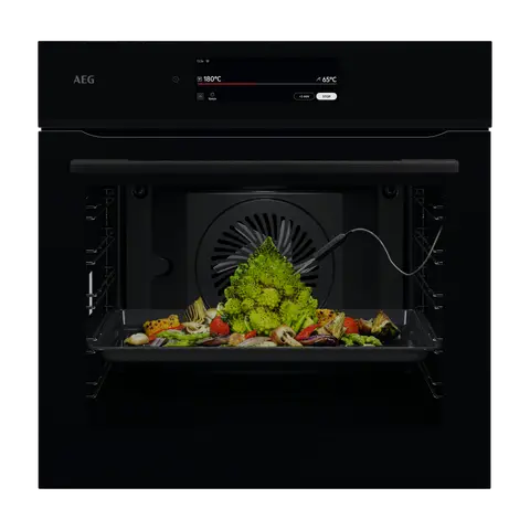AEG תנור בנוי פירוליטי 60 ס"מ AI-Chef AIRFRY חיבור WiFi שחור מלא סדרה 9000 תוצרת AEG דגם ABA95832B