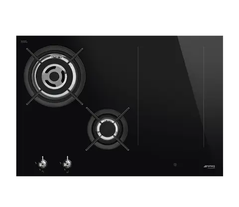 SMEG כיריים משולבים גז + אינדוקציה 75 ס"מ FLEX זכוכית שחורה תוצרת SMEG דגם PM3743D