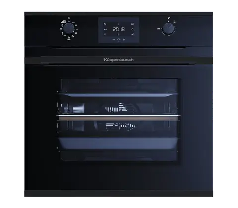 kueppersbusch תנור בנוי 60 ס"מ פירוליטי תוכנית פיצה 340°C זכוכית שחורה עם ערכות עיצוב ומערכת ökotherm תוצרת kueppersbusch דגם BP6332.0S