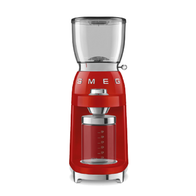 מטחנת קפה לכל סוגי הקפה בצבע אדום מסדרת 50's Retro Style,מבית SMEG דגם CGF01RDEU