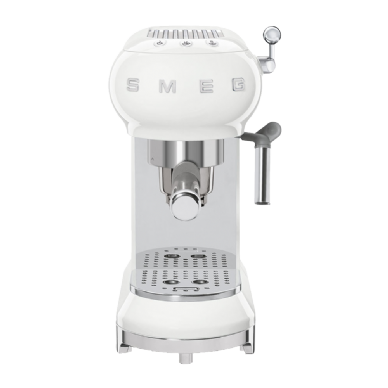 מכונת קפה מקצועית כולל מקצף חלב בצבע לבן מסדרת 50's Retro Style,מבית SMEG דגם ECF01WHUK