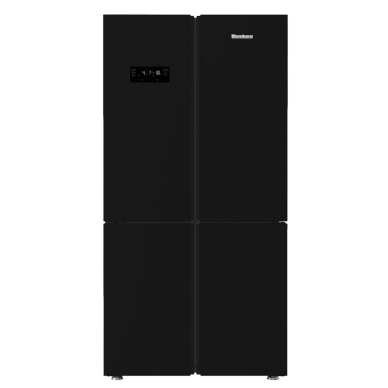מקרר 4 דלתות רוחב 91 ס"מ עומק 70 ס"מ זכוכית שחורה כולל מכונת קרח אוט' No-Frost מבית BLOMBERG דגם KQD1622GB