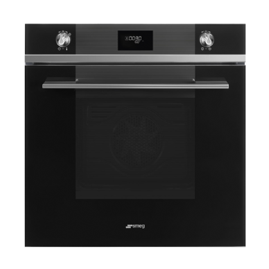 תנור בנוי 60 ס"מ זכוכית שחורה ניקוי באדים סדרת LINEA מבית SMEG דגם SF6102TVN